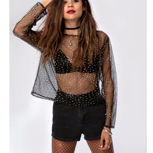 Ether Longsleve Top in Gold Glitter - Picture 3 of 3